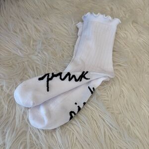 White Socks with Black PINK Logo